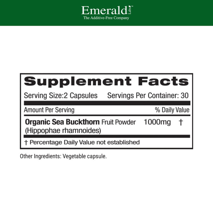 EMERALD LABS Sea Buckthorn - Dietary Supplement with Vitamins C, E & Omega 7