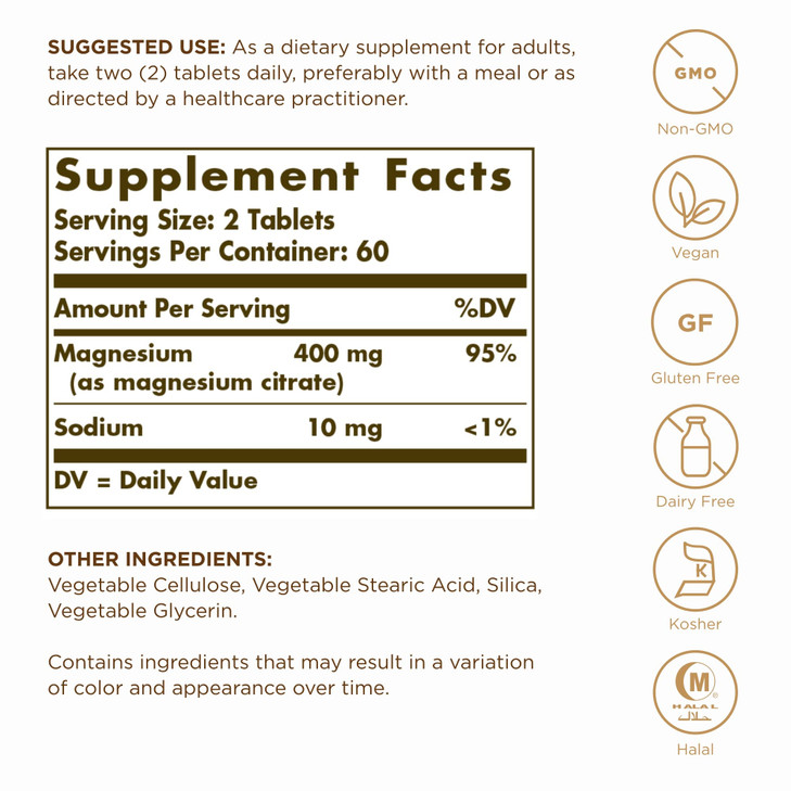 Solgar, Magnesium Citrate, 120 Tablets