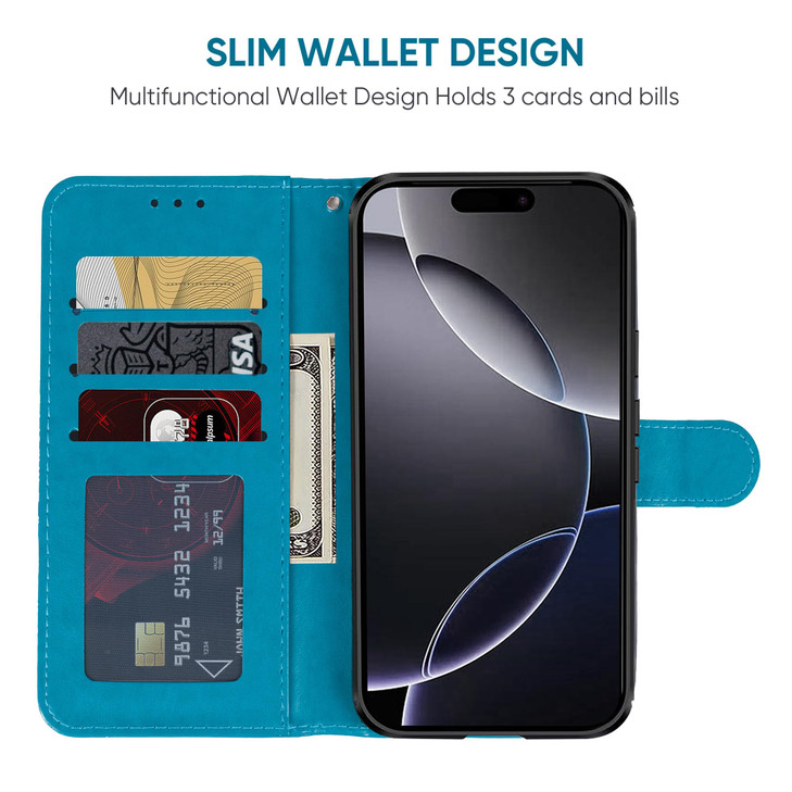 Bohefo Case for iPhone 16 Pro Max Wallet Case with Tempered Glass Screen Protector, Mandala Leather Flip Credit Card Holder Stand Phone Cover Cases f