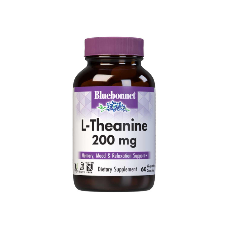 Bluebonnet Nutrition L-Theanine 200mg, Free-Form Amino Acid, Promotes