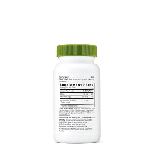 GNC SuperFoods Kelp | Plus Calcium and Iodine | Vegetarian - 180 Tablets