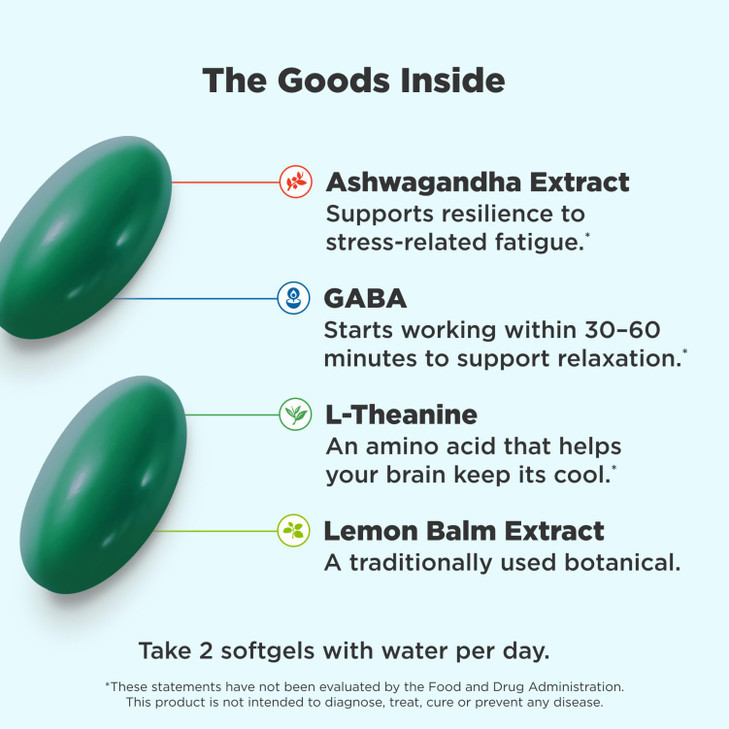 OLLY Ultra Strength Goodbye Stress Softgels, GABA, Ashwagandha, L-Theanine