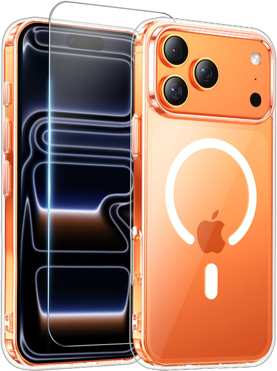 Temdan for iPhone 17 Pro Case Clear with Screen Protector, [Compatible with Magsafe][Anti-Yellowing][Military-Grade Protection] Shockproof Slim Magne