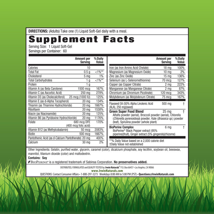 Irwin Naturals Only One Liquid-Gel Multi with Iron