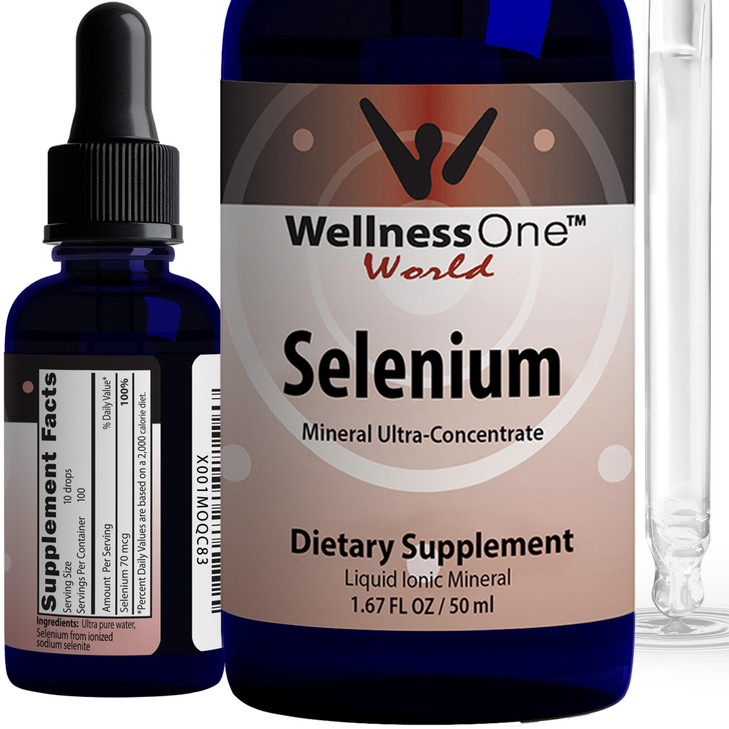 WellnessOne Liquid Selenium Supplement - Ionized Selenium Liquid Drops 70 mcg