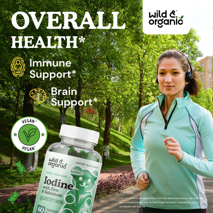 Wild & Organic Iodine Gummies 250mcg - Immune Support Complex w/Potassium Iodide