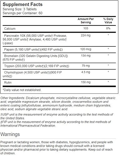 Vitacost FlavenZym Systemic Enzymes - 180 Enteric Coated Tablets