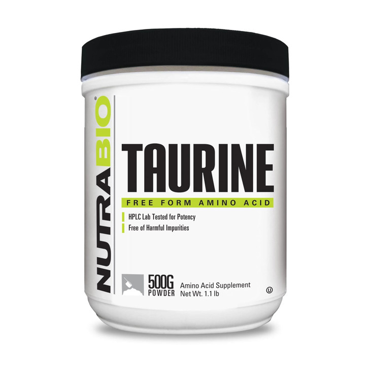 NutraBio Taurine Powder 500g - Pure Free-Form L-Taurine Amino Acid Supplement