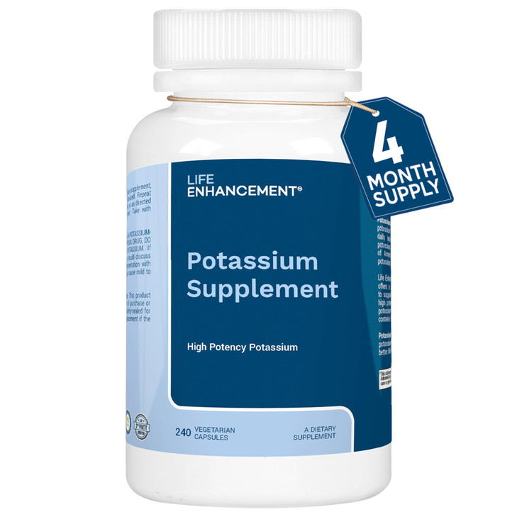 Life Enhancement High Potency 1020 mg Potassium Supplement for Muscle, Brain &