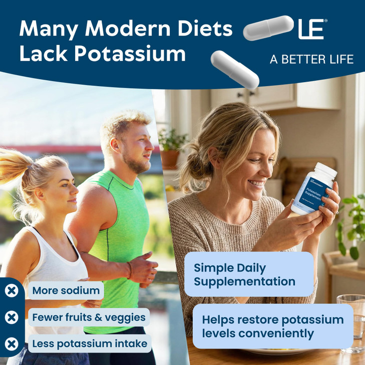 Life Enhancement High Potency 1020 mg Potassium Supplement for Muscle, Brain &