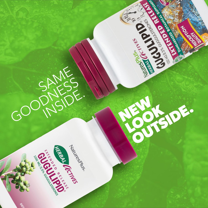 NaturesPlus Herbal Actives Gugulipid, Extended Release- 1000 mg, 2.5%