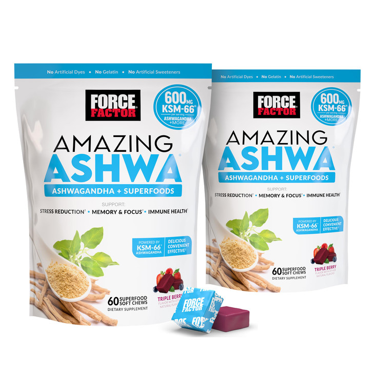 Force Factor Amazing Ashwa for Stress Relief, Memory, Focus, and Immune Support