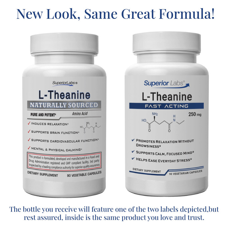 Superior Labs L-Theanine 250 mg Capsules, Non-GMO, Promotes Non Drowsy