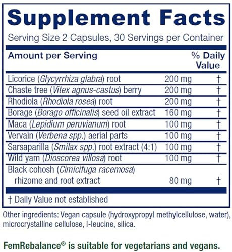 Vitanica FemRebalance, Hormone Balance Support for Women, Vegan, 60 Capsules