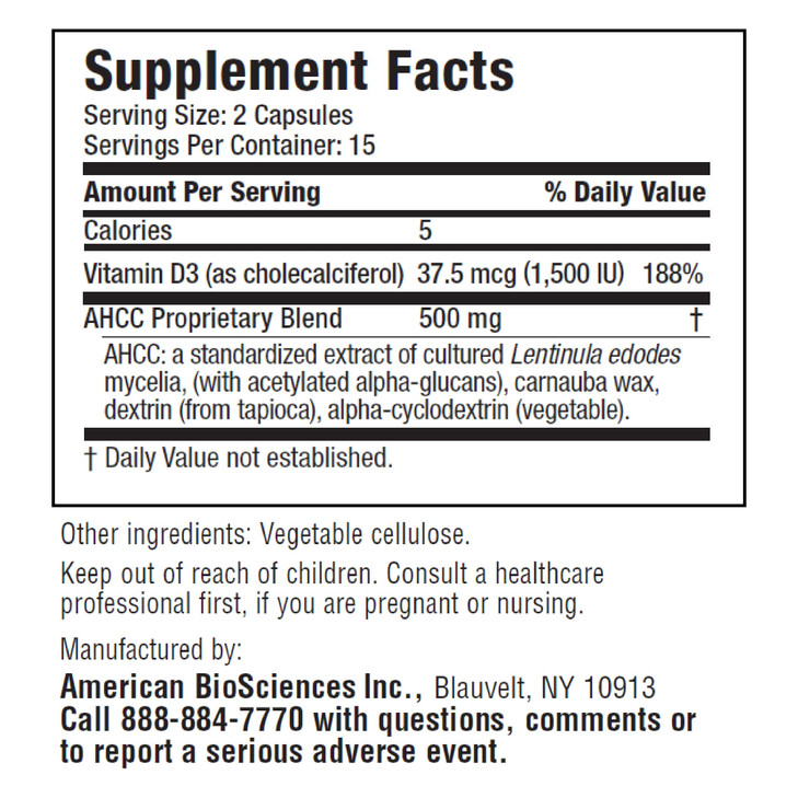 American BioSciences ImmpowerD3 AHCC + Vitamin D3, 30 Count