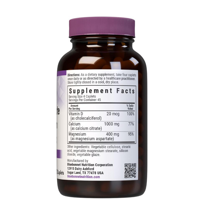Bluebonnet Nutrition Calcium Citrate Magnesium Plus Vitamin D3 Caplets, Bone