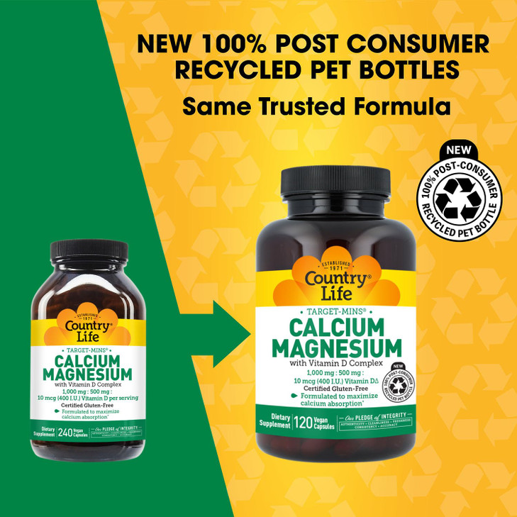 Country Life Target-Mins Calcium Magnesium with Vitamin D-Complex