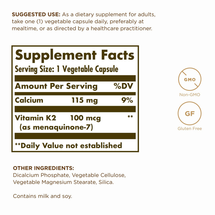 Solgar Naturally Sourced Vitamin K2 (MK-7) 100 mcg