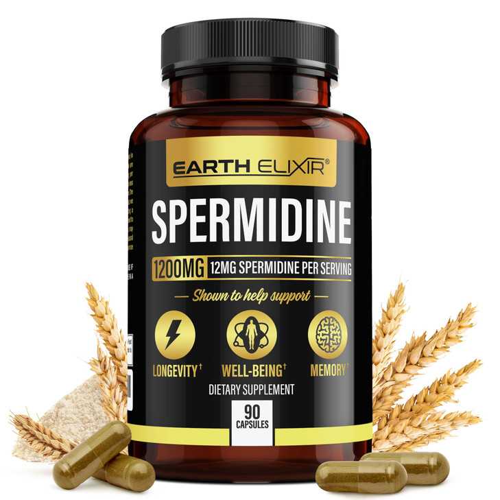 Earth Elixir Spermidine Supplements 1200mg (90 Capsules)
