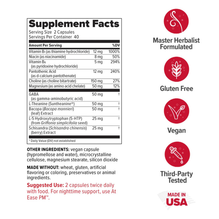 Redd Remedies, at Ease, Supports Relaxation and Stress Resistance, 80 Vegan
