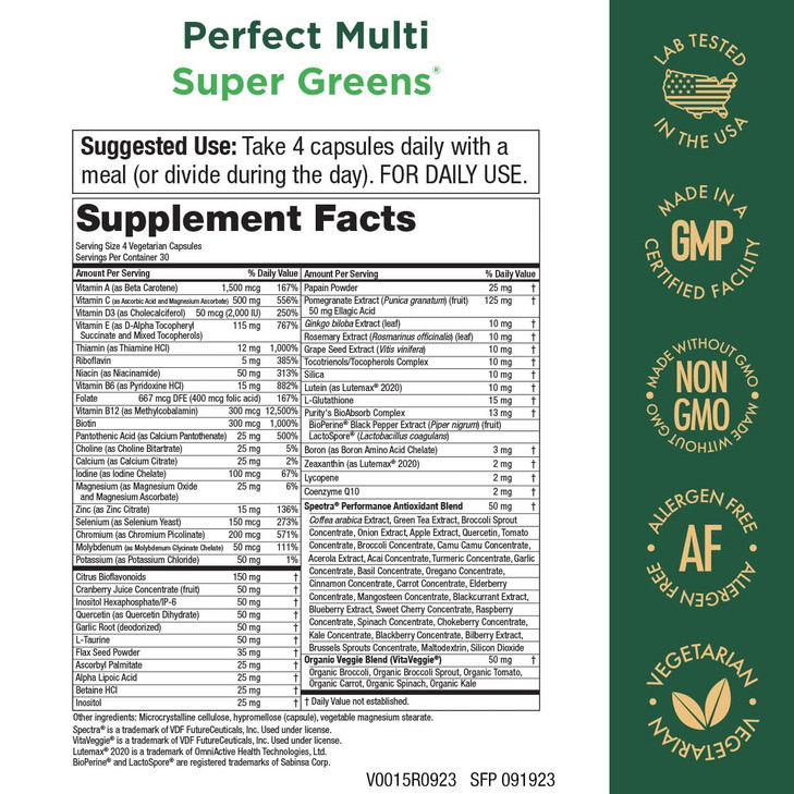 Purity Products Perfect Multi Super Greens Dietary Supplement Health Nutrition