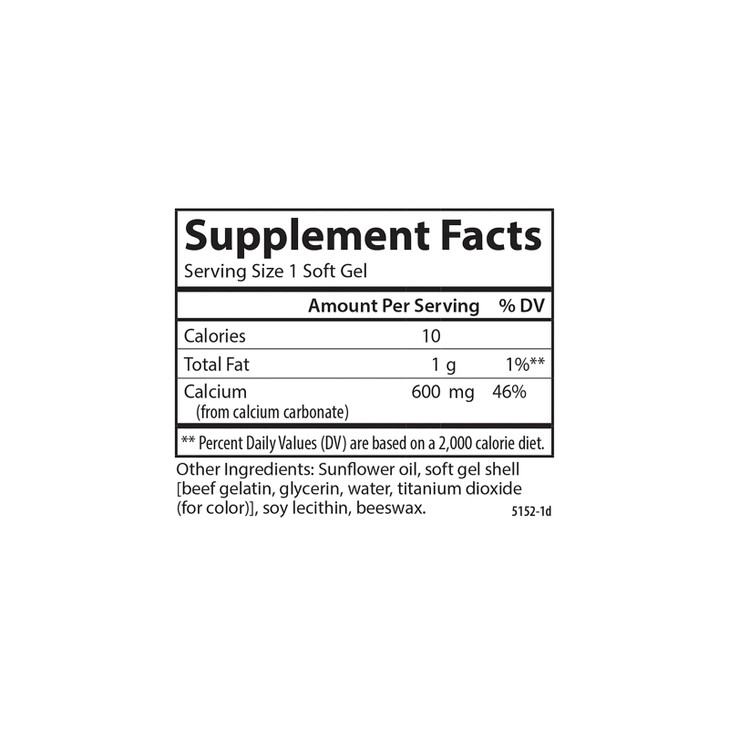 Carlson - Cal-600, 600 mg Calcium, Bone Support,
