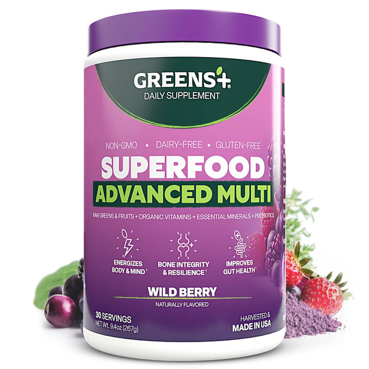 Greens+ Advanced Multi Wild Berry Superfood Powder, Organic Blend, Vegan