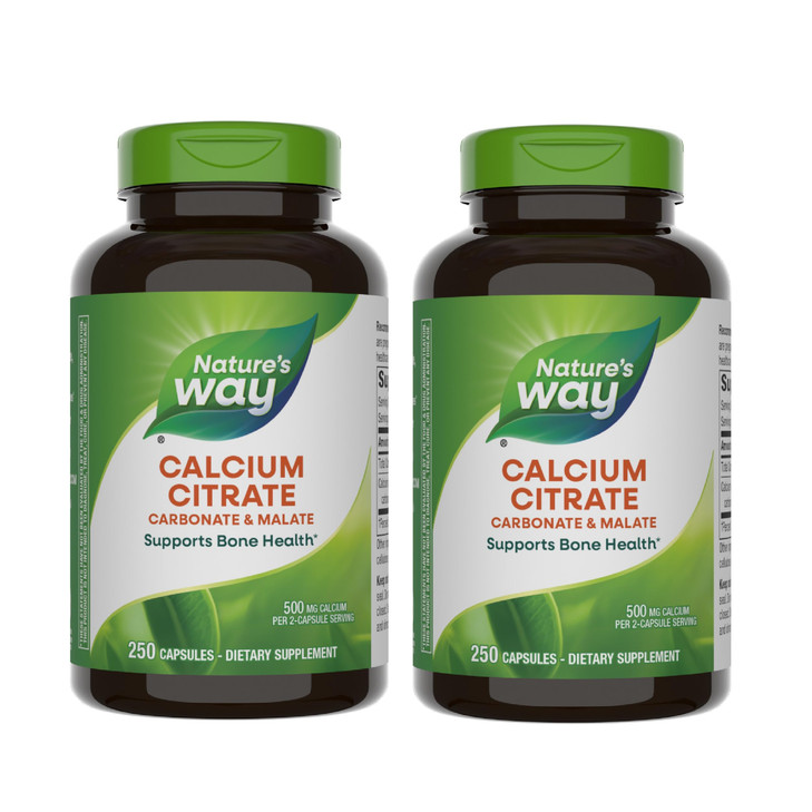 Nature's Way Calcium Citrate, 500 mg Calcium per 2-Capsule Serving, for Bone