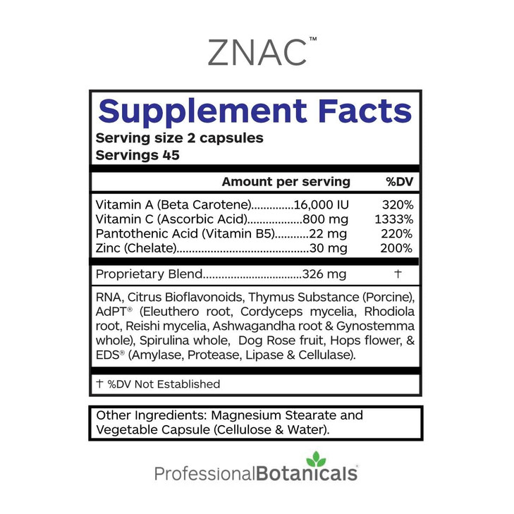 Zinc Immune Support Supplement with Vitamin C, Beta Carotene and Citrus