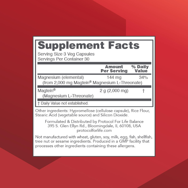 PROTOCOL FOR LIFE BALANCE Magtein - 2,000mg Magnesium L-Threonate Magtein