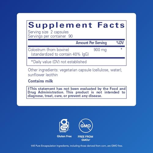 Pure Encapsulations Colostrum - 40% IgG Highly Concentrated Immune Support