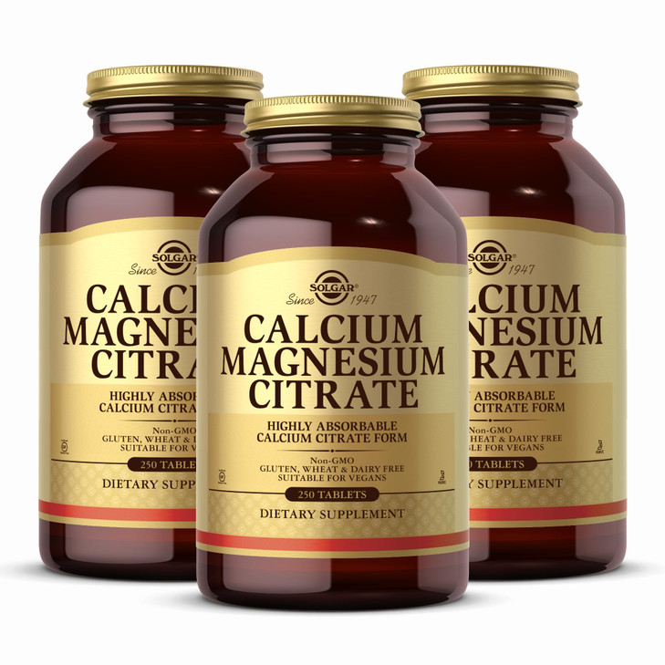 Solgar Calcium Magnesium Citrate, 250 Tablets (Pack of 3)