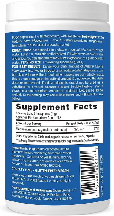 Natural Vitality Calm, The Anti-Stress Dietary Supplement Powder, Raspberry