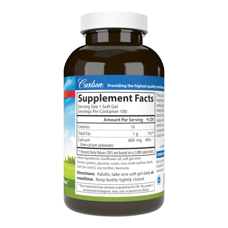 Carlson - Cal-600, 600 mg Calcium, Bone Support,
