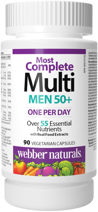 Webber Naturals Men's 50+ Most Complete Multi, 90 Vegetarian Capsules