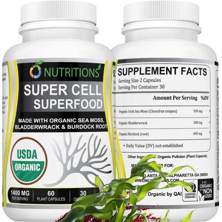 Sea Moss 60 Capsules USDA Certified Organic Irish Sea Moss Capsules