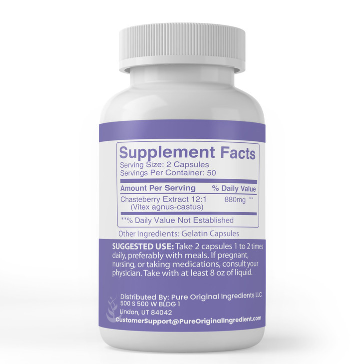 Pure Original Ingredients Chaste Tree Berry Extract, (100 Capsules) Always Pure
