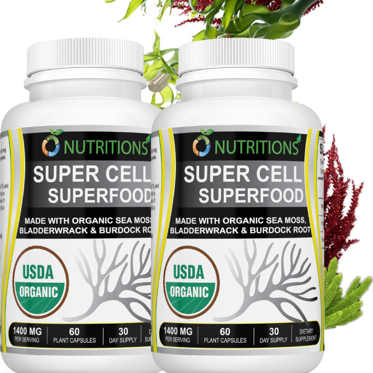 Sea Moss -USDA Certified Organic Irish Sea Moss Capsules with Bladderwrack &
