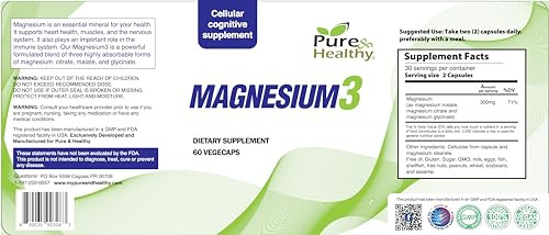 Pure & Healthy Magnesium3 300mg of Magnesium Glycinate, Malate, & Citrate