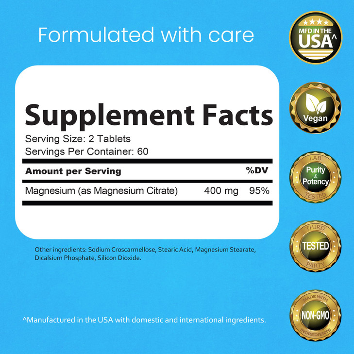 NaturaLife Labs Magnesium Citrate 400 mg per Serving