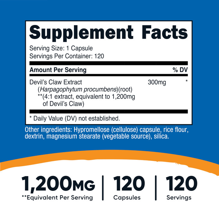 Nutricost Devils Claw 1,200mg Equivalent from 300mg of 4:1 Extract Per Serving