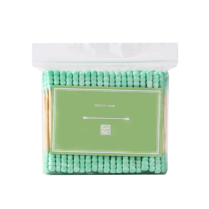 AKOAK 100 Pcs/set Colorful Double Head Spiral Cotton Swabs, Ear Picking Cotton Swabs, Makeup Remover Sanitary Swabs (Green)