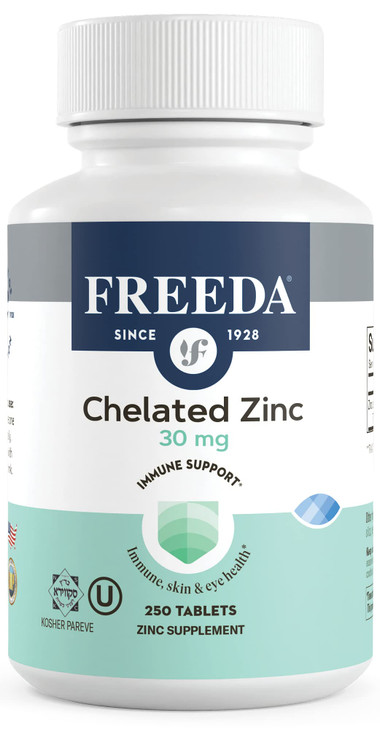 Freeda Chelated Zinc 30mg - TRAACS Zinc Bisglycinate for High Absorption
