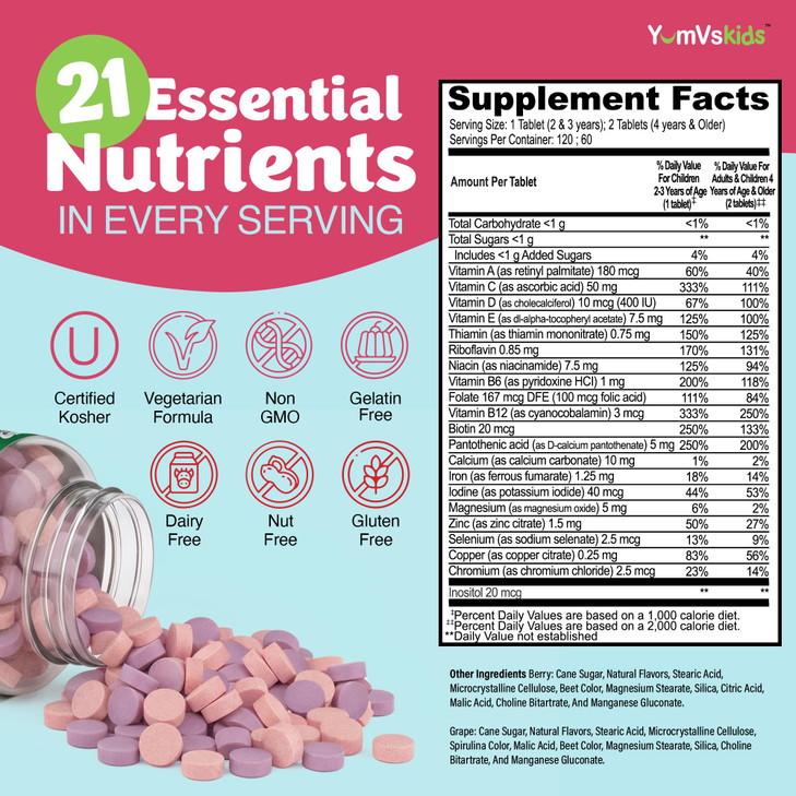 YumVs Kids Multivitamin with Iron & Minerals Chewable Tablets