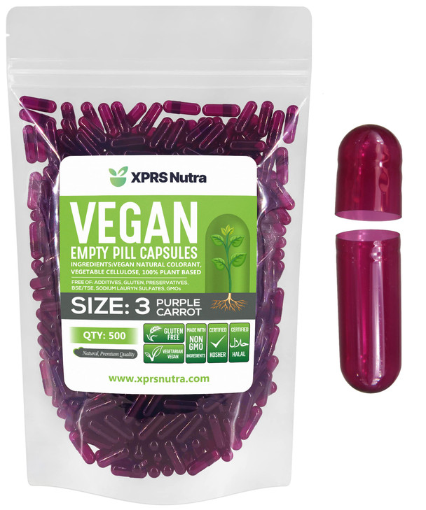 XPRS Nutra Size 3 Empty Capsules - 500 Count Empty Vegan