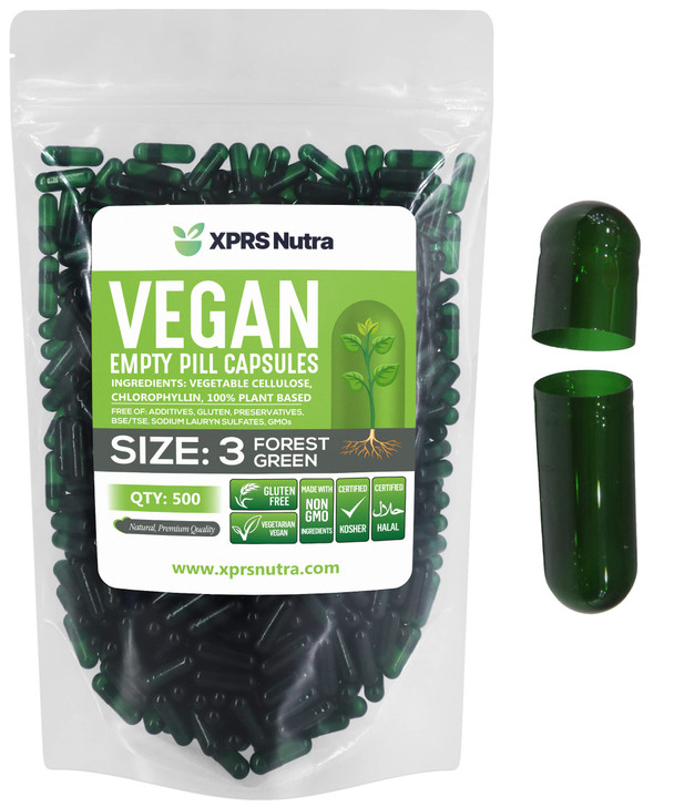 XPRS Nutra Size 3 Empty Capsules - 500 Count Empty Vegan Capsules