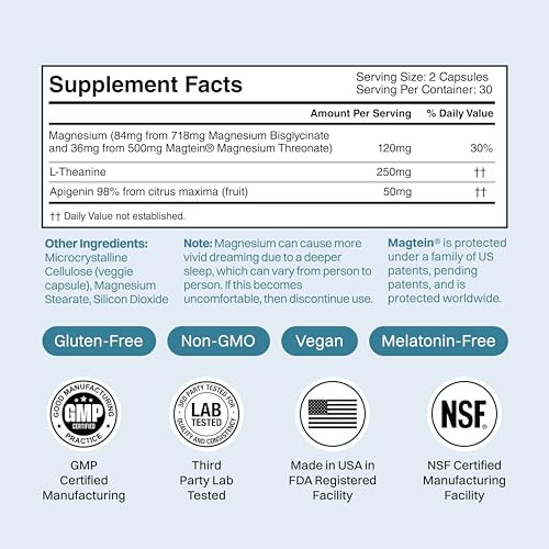 Magnesium Supplement - Magnesium Threonate, Chelated Magnesium Bisglycinate,
