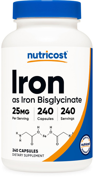 Nutricost Iron Bisglycinate Supplement (25mg) 240 Capsules