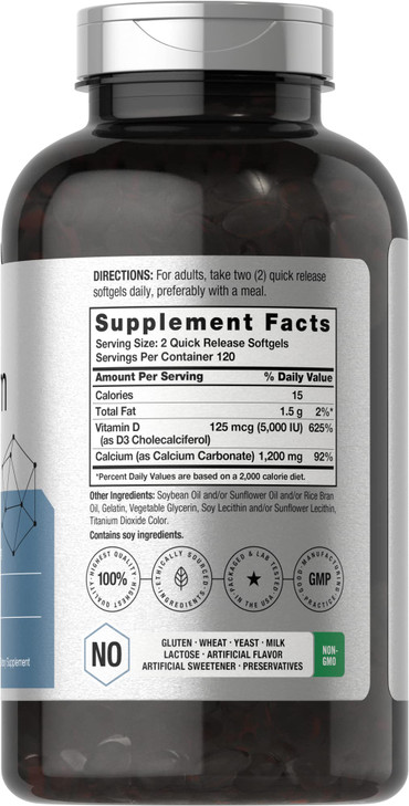 Horbäach Calcium 1200 mg with Vitamin D3 - 240 Softgels