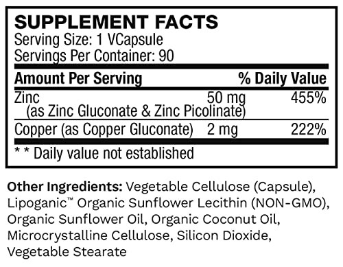 Liposomal Pure Zinc Picolinate Supplement with Copper, Immune Support